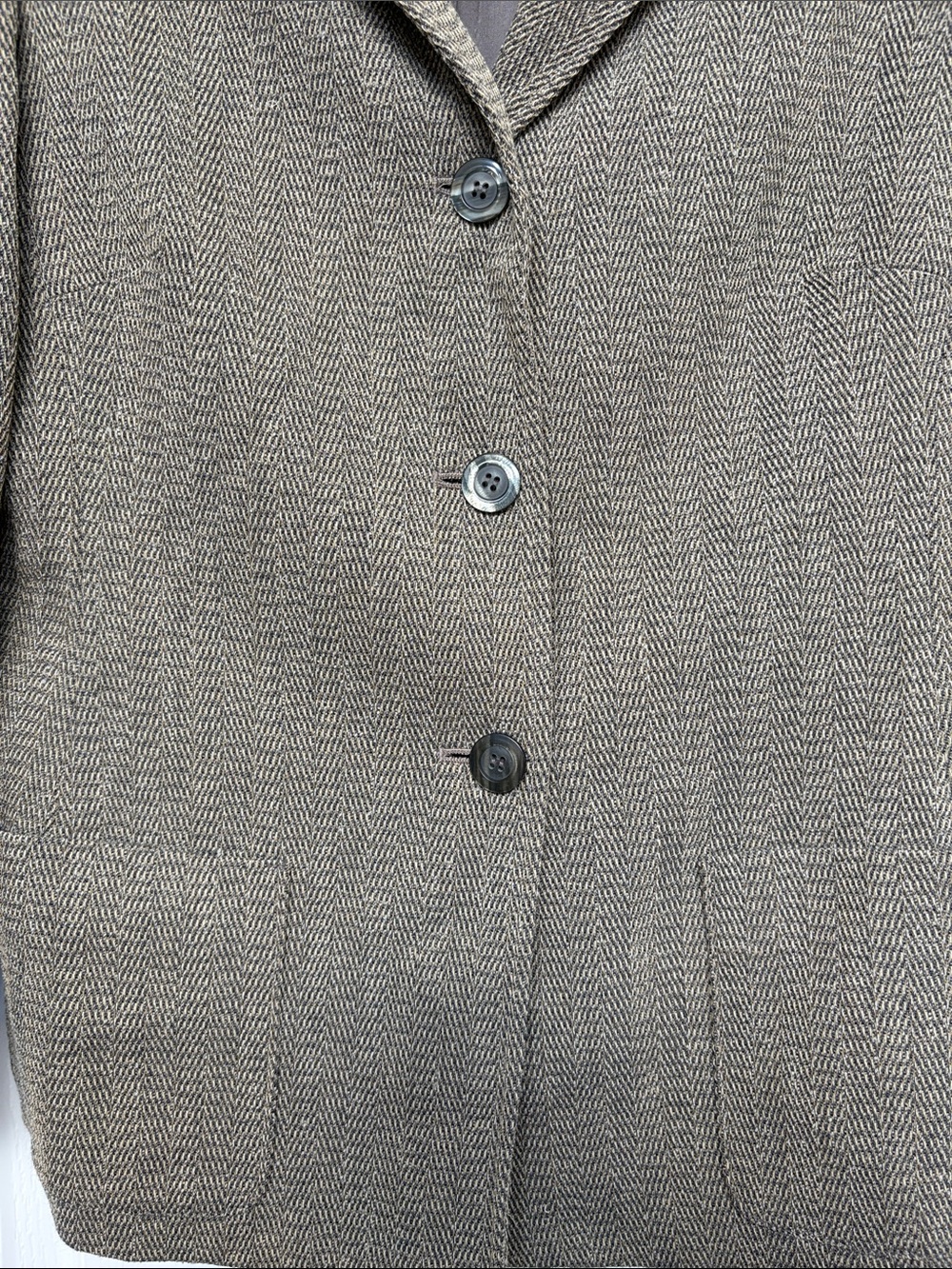 Rena Rowan Women's Taupe Herringbone Blazer Jacket - Picture 3 of 14